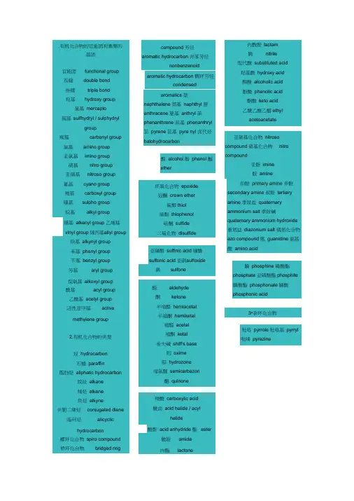 有机化合物的官能团和重要的基团