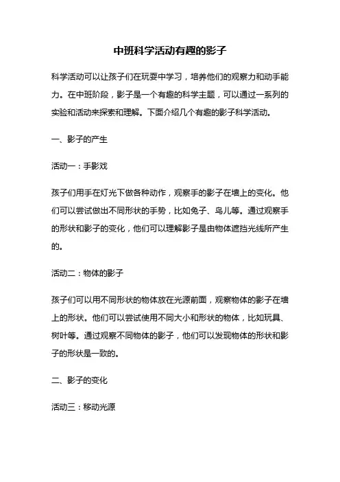 中班科学活动有趣的影子