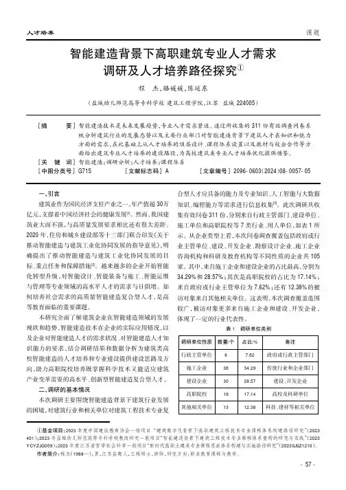 智能建造背景下高职建筑专业人才需求调研及人才培养路径探究①