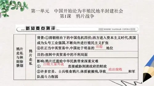 八年级历史上册第一单元中国开始沦为半殖民地半封建社会第1课鸦片战争课件新人教版