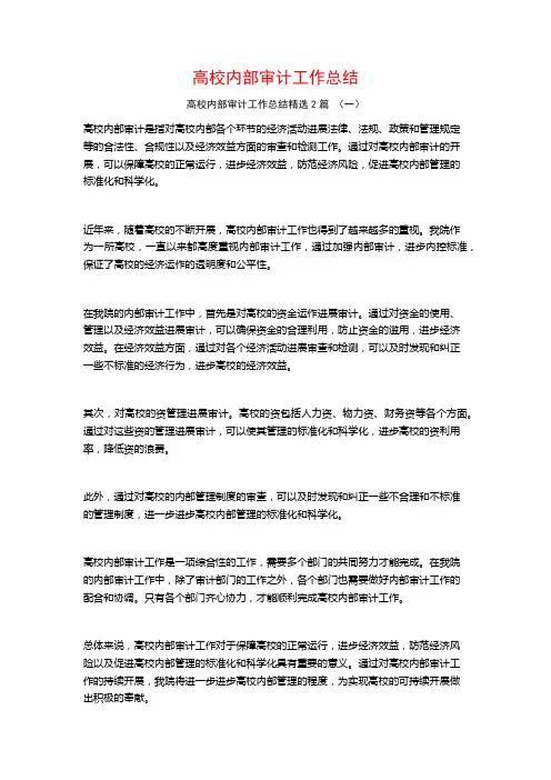 高校内部审计工作总结2篇