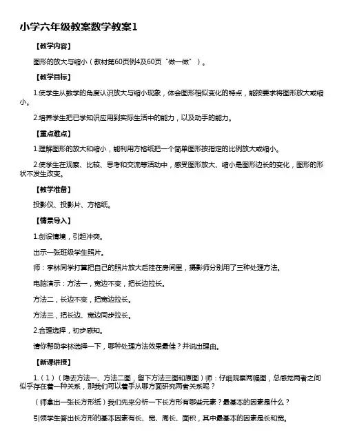6年级校本课程数学教案
