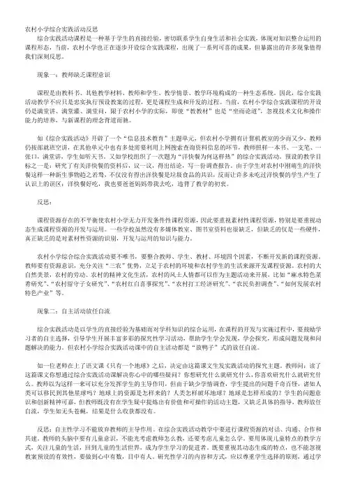 农村小学综合实践活动反思
