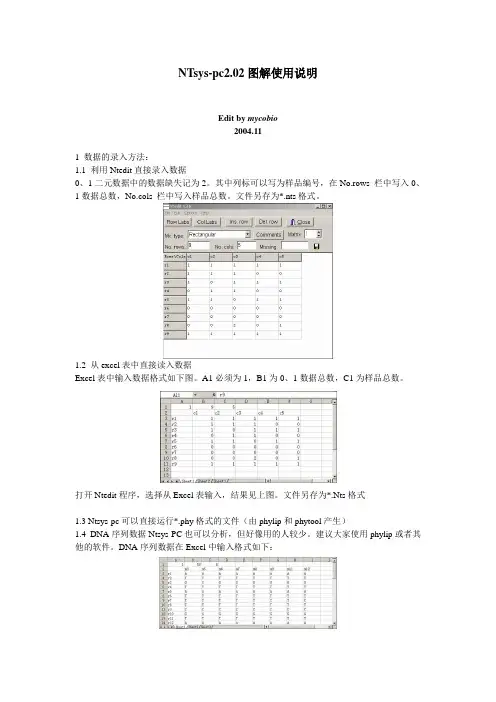 NTsys-pc2.02图解使用说明