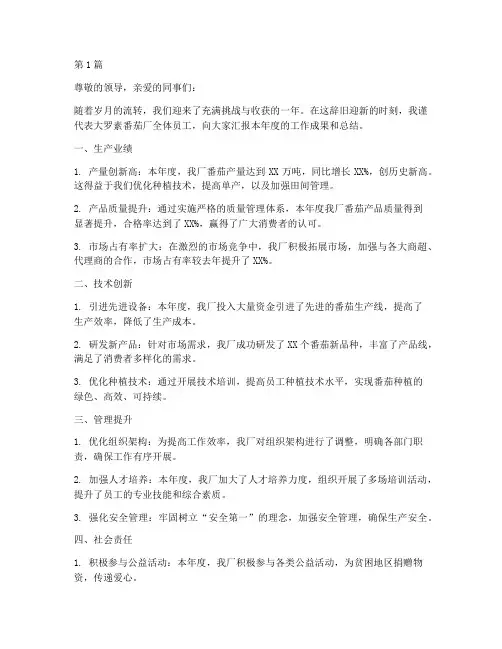 大罗素番茄厂年度总结(3篇)
