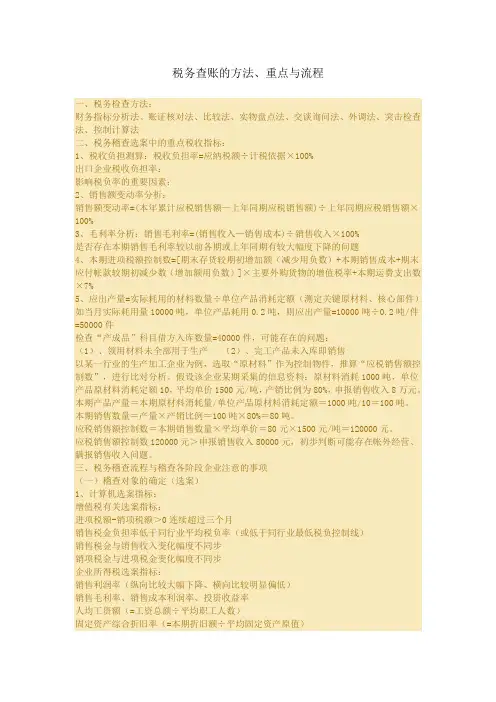 税务查账的方法、重点与流程