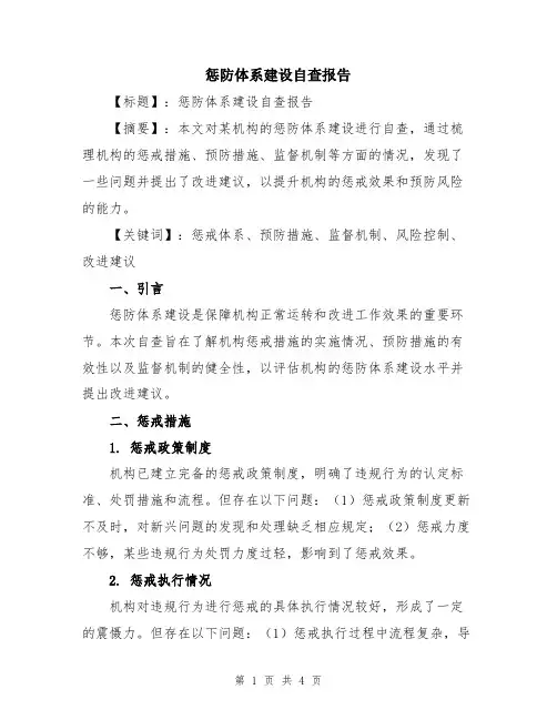 惩防体系建设自查报告