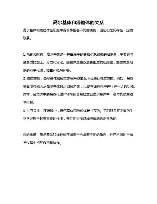 高尔基体和线粒体的关系