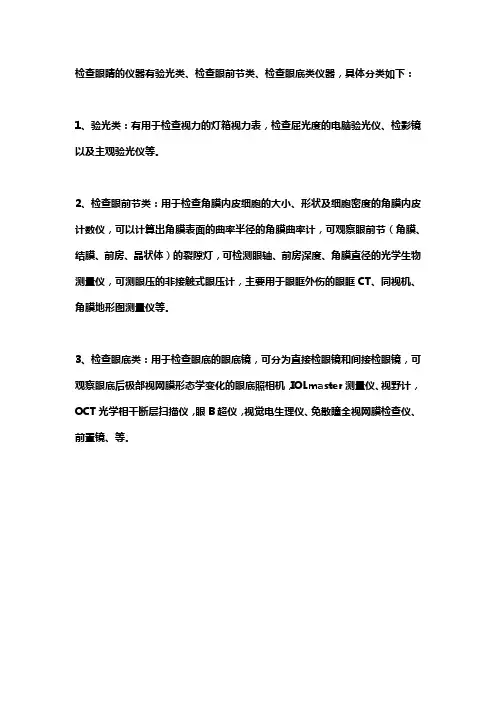 眼科设备分类