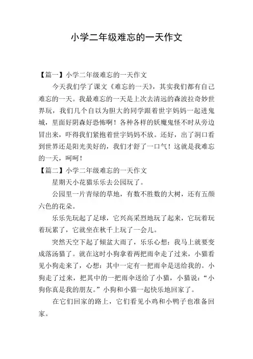 小学二年级难忘的一天作文