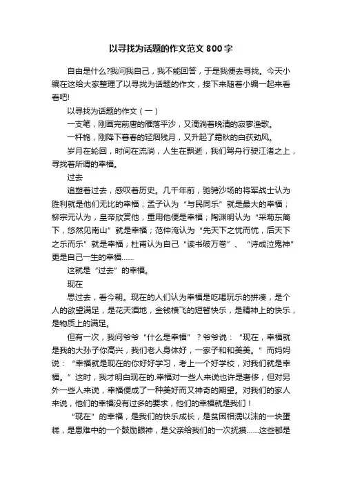 以寻找为话题的作文范文800字