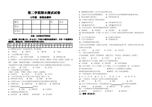 七年级第2学期政治期末考试试题及答案