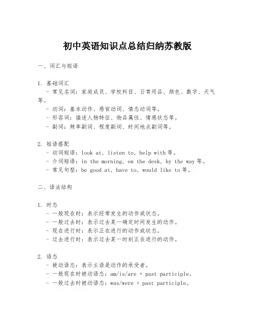 初中英语知识点总结归纳苏教版