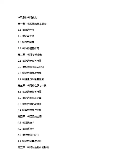 磁现象和磁场教案