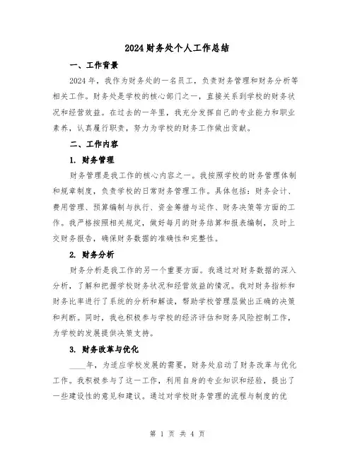 2024财务处个人工作总结(2篇)