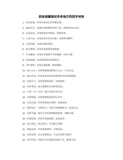 四处闯荡到过许多地方的四字词语