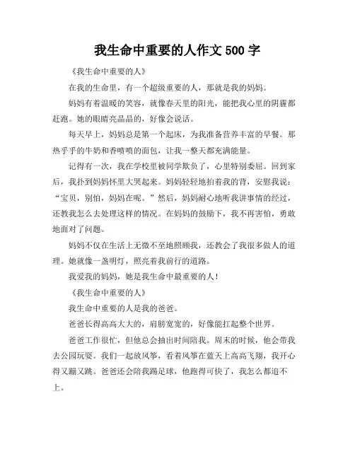 我生命中重要的人作文500字