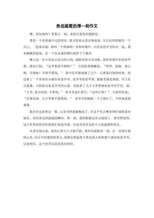 热泪盈眶的那一刻作文