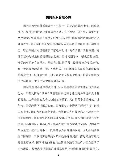 国网四双管理心得