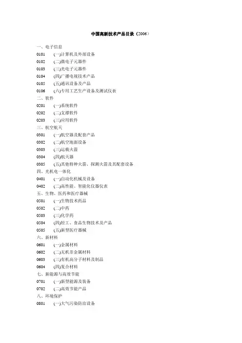中国高新技术产品目录(2006)