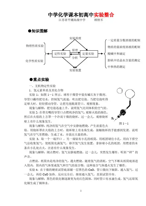 中学化学课本初高中实验整合