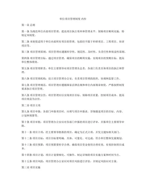 单位项目管理制度 内控