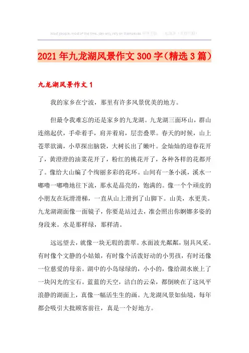 2021年九龙湖风景作文300字(精选3篇)