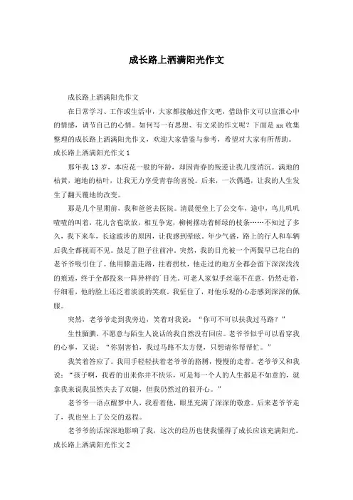 成长路上洒满阳光作文