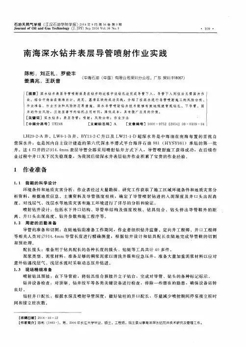 南海深水钻井表层导管喷射作业实践-论文