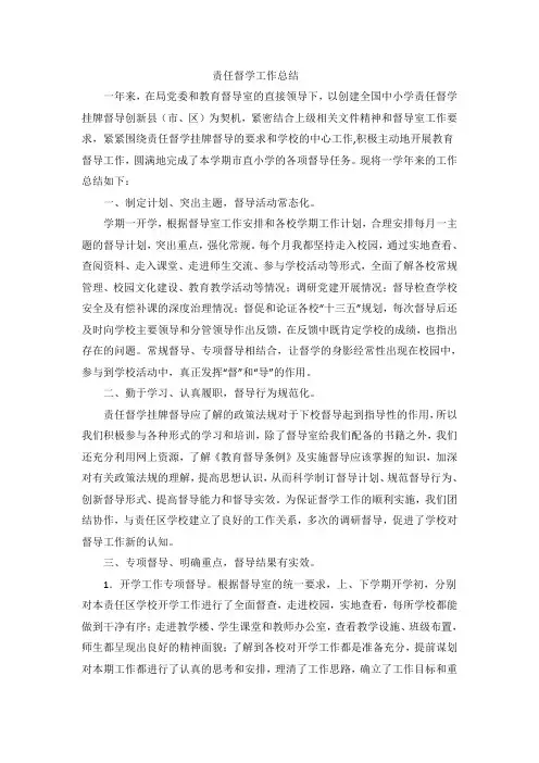 责任督学工作总结 2