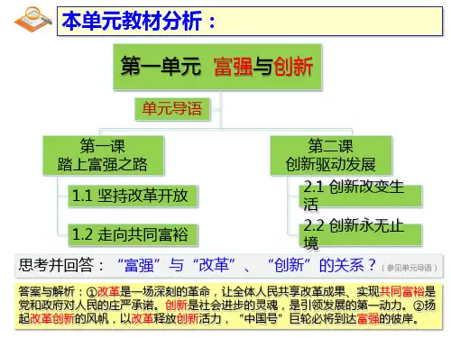人教版道德与法治九年级上册 第一单元 富强与创新 复习课件