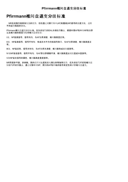 Pfirrmann椎间盘退变分级标准
