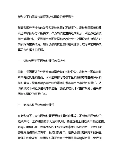 新形势下加强高校基层团组织建设的若干思考