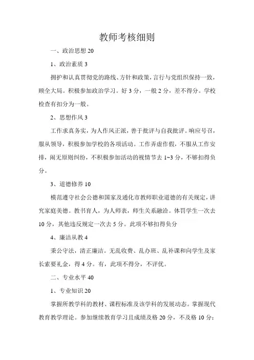 教师考核细则