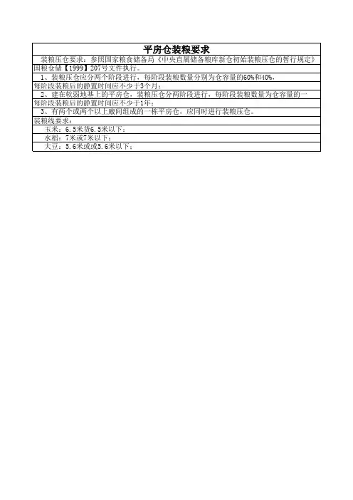 平房仓装粮要求