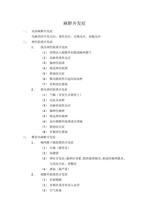 麻醉并发症