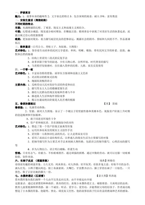 浙江省小学语文教师招聘考考纲部分儿童文学资料