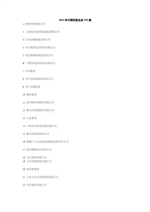 2005年中国民营企业500强