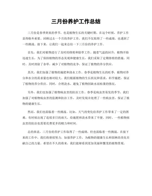 三月份养护工作总结