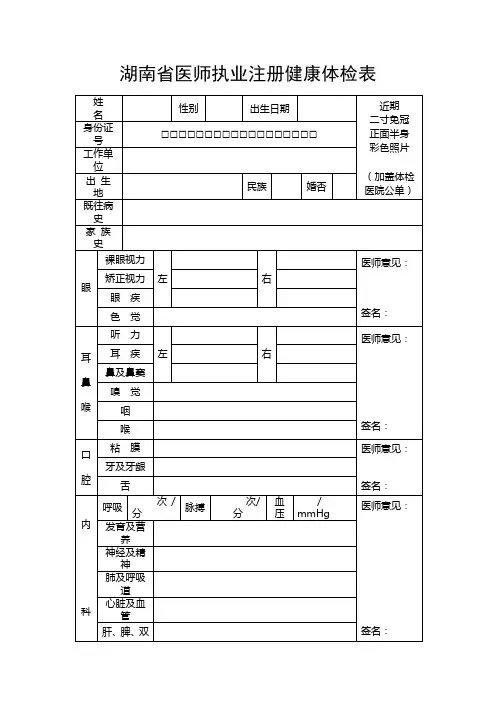 医师变更执业注册申请审核表(含体检表、医师拟聘用证明、提交的材料说明)