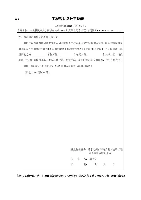 项目划分审批表