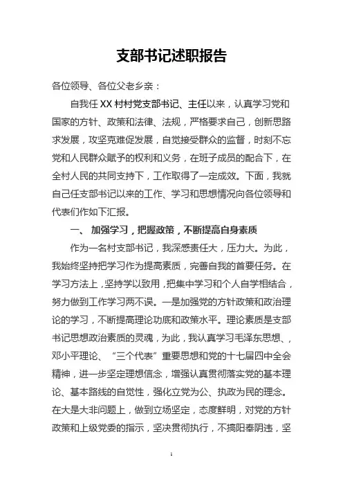 村党支部书记述职报告