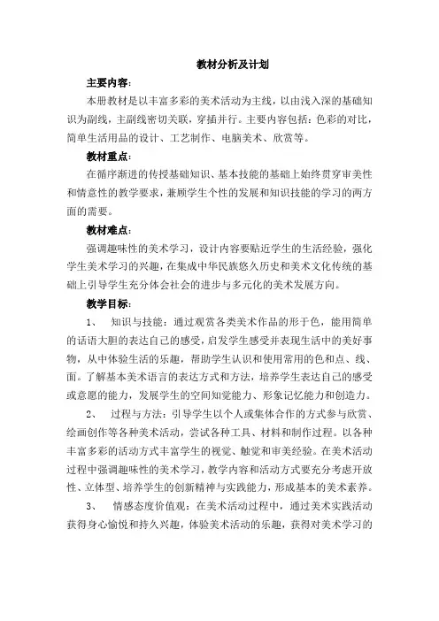人美版美术五年级下册全册精品教案