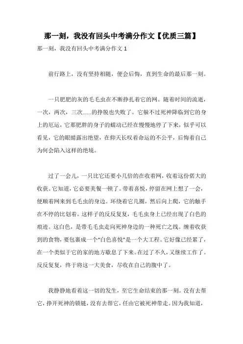 那一刻,我没有回头中考满分作文【优质三篇】