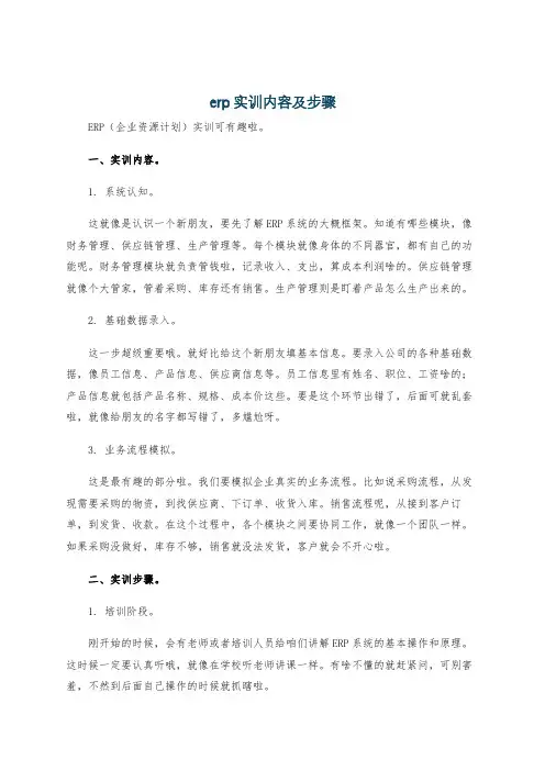 erp实训内容及步骤