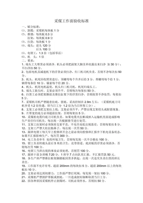 采煤工作面验收标准