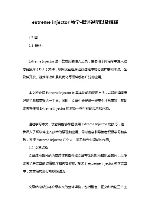 extreme injector教学-概述说明以及解释