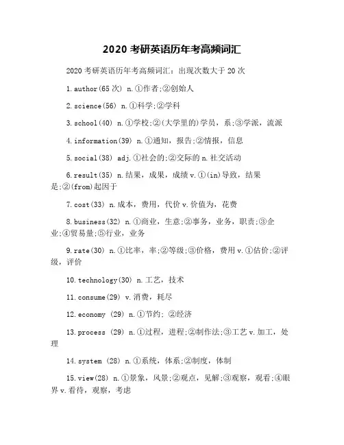 2020考研英语历年考高频词汇