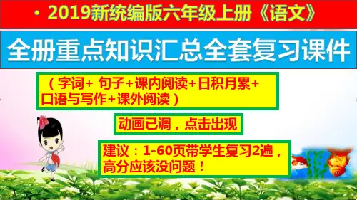统编部编人教版六年级上册语文期末知识总复习课件(全套专题分类PPT点击出现)