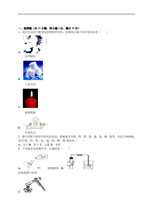 福建省漳州市平和县九年级(上)期末化学试卷(解析版)